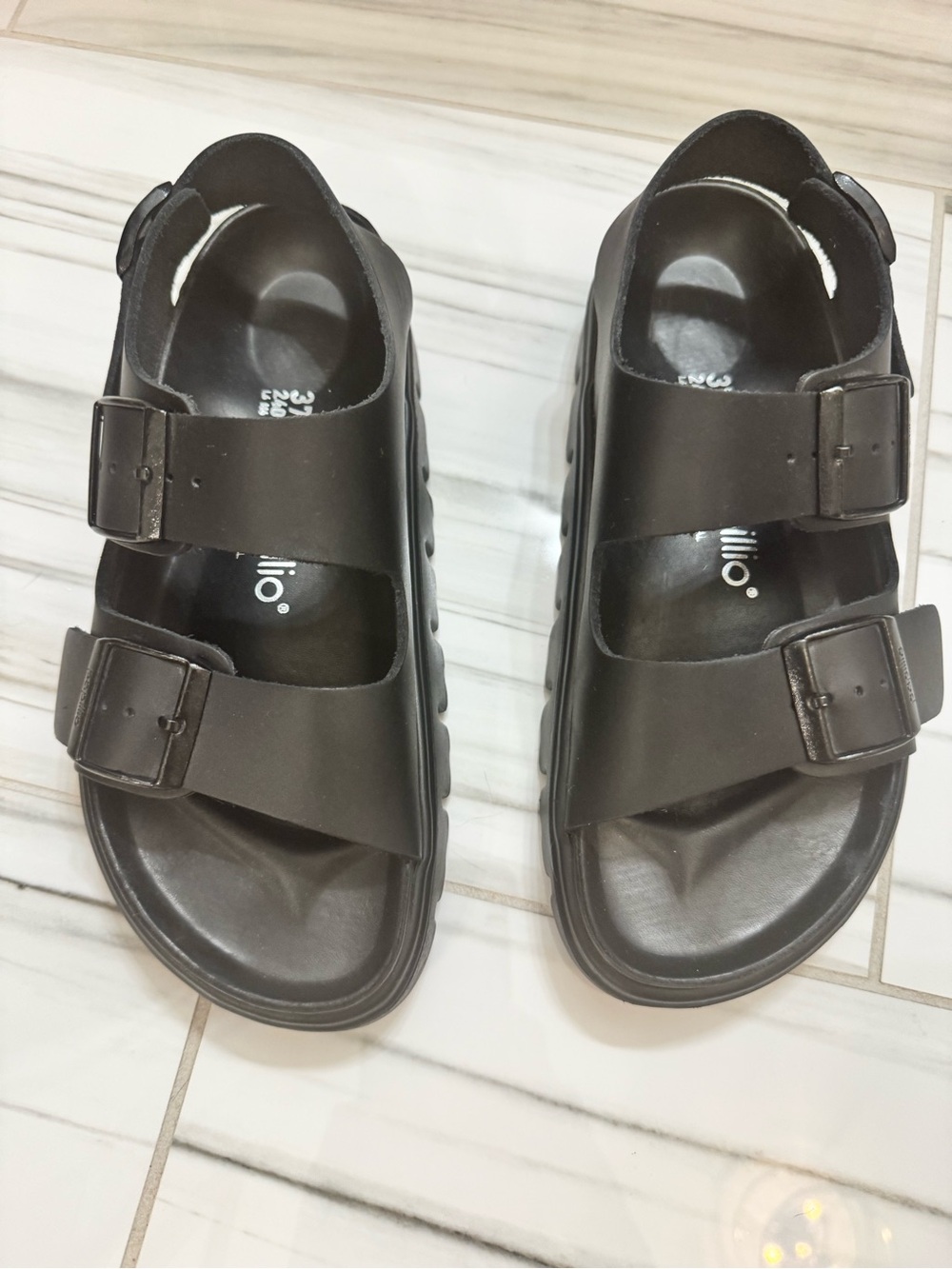 Birkenstock Papillio Theda Black Leather Platform Sandal